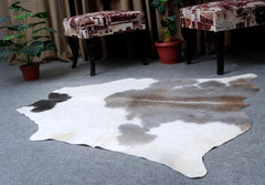 Luxurious Natural Grey & White Cowhide Rug - Hypoallergenic - Durable, Handcrafted with Unique Markings for Home Décor