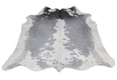 Luxurious Grey & White Spotted Cowhide Rug for Bedroom - Living - Hypoallergenic - Non-Slip - Free UK Shipping - Elegant Home Décor