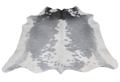 Luxurious Grey & White Spotted Cowhide Rug for Bedroom - Living - Hypoallergenic - Non-Slip - Free UK Shipping - Elegant Home Décor