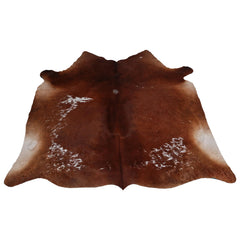 Luxury Brown & White Cowhide Rug for Elegant Home Décor - Hypoallergenic - Non-Slippery Suede Back - Large Size - Free Shipping in UK