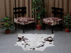 Luxury Brown & White Cowhide Rug | Hypoallergenic - Non-Slip | Large Area Rug for Bedroom - Living Room | Top Quality - Free UK Shipping