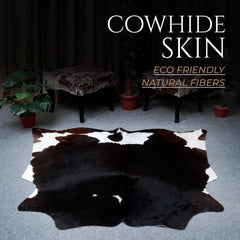 Premium Dark Brown & White Cowhide Rug, Extra Large, Hypoallergenic, Non Slip Back, Hand selected from Brazilian Hides