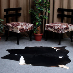 Luxurious Dark Brown & White Cowhide Rug for Elegant Lounge Décor - Hypoallergenic - Non-Slip Suede Back - Hand selected Premium Quality