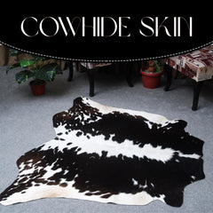 Luxurious Handcrafted Brown and White Cowhide Rug | Medium Size with Non-Slip Backing | Hypoallergenic and Unique Natural Beauty