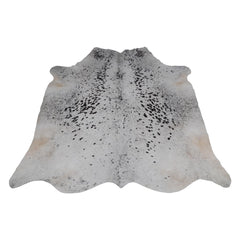 Luxurious Grey & White Cowhide Rug with Large Hair - Hypoallergenic, Non-slip Backing, Unique Natural Beauty - Free Shipping!