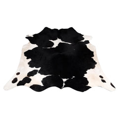 Luxurious Black and White Cowhide Rug - Handcrafted Medium Salt & Pepper Hair-on Hide for Modern Home Decor