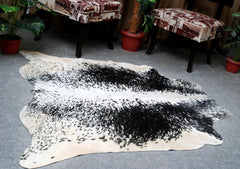 Luxurious Black & White Cowhide Rug: Hypoallergenic, Non-Slip Back, Unique Natural Beauty - Ideal for Bedroom - Living Room Decor