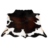 Luxurious Dark Brown & White Cowhide Rug | Medium Size Area Rug with Hypoallergenic, Non-Slip Backing | Handcrafted Natural Hide for Rustic