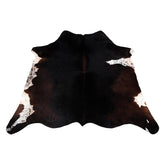 Luxurious Natural Dark Brown and White Cowhide Rug with Small Animal Print - Hypoallergenic, Non-Slip Suede Back, Non-Shedding - Handcrafted
