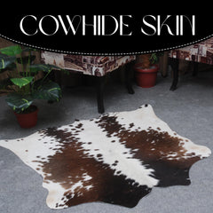 Luxurious Hypoallergenic Cowhide Rug with Non-Slip Suede Back - Small Animal Print Area Rug in Dark Brown and White