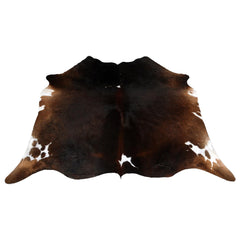 Elegant Dark Brown & White Cowhide Rug - Hypoallergenic, Non Slippery Suede Back, Handselected from Premium Hides - Free Shipping in UK