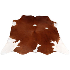 Luxury Brown and White Cowhide Rug - Small Size, Hypoallergenic, Non-Slip Back, Unique Natural Cowskin, Durable and Elegant Area Rug