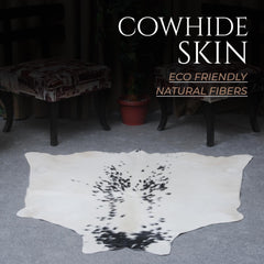 Luxurious Black and White Cowhide Rug with Large Hair - Hypoallergenic, Non-Slip, Non-Shedding - Unique Natural Beauty - Free Shipping!
