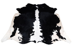 Luxurious Black & White Cowhide Rug | Large Spotted Hair Rug for Bedroom/Living Room | Hypoallergenic - Non-Slip Suede Back | Unique Natural