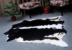 Luxurious Black & White Cowhide Rug | Large Spotted Hair Rug for Bedroom/Living Room | Hypoallergenic - Non-Slip Suede Back | Unique Natural