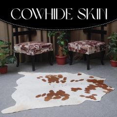 Luxury Brown & White Cowhide Rug for Bedroom - Living Room - Hypoallergenic, Non-Slip, Non-Shedding - Top Quality - Free Shipping in UK
