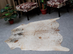 Luxurious Handcrafted Grey & White Cowhide Rug with Hypoallergenic Backing - Unique Natural Beauty for Home Decor