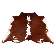 Handcrafted Luxury Brown & White Cowhide Rug - Hypoallergenic, Non-Slip Backing, Unique Beauty - Durable - Versatile for Bedroom/Living Room