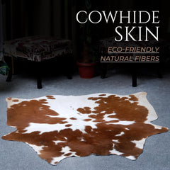 Luxurious Brown and White Cowhide Rug | Large Size | Hypoallergenic & Non-Slip Back | Natural Pattern | Free Shipping - UK | Top Quality!