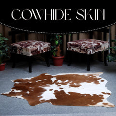 Luxurious Brown and White Cowhide Rug | Large Size | Hypoallergenic & Non-Slip Back | Natural Pattern | Free Shipping - UK | Top Quality!