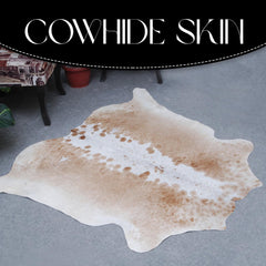 Luxurious Brown and White Cowhide Rug - Large Size - Hypoallergenic, Non-Slippery, Non-Shedding - Top Quality Exotic Natural Pattern Rug