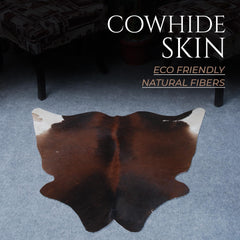 Luxurious Natural Cowhide Rug in Dark Brown and White Animal Print, Small Area Rug with Hypoallergenic, Non-Slip Back - Free Shipping