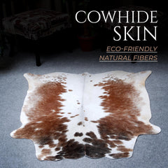 Luxury Black and White Cowhide Rug | Hypoallergenic | Non-Slip Suede Backing | Handcrafted | Unique Beauty | Durable & Versatile