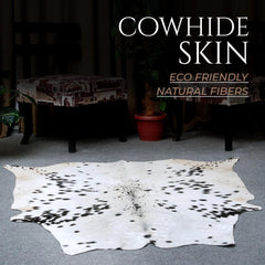 Luxury Salt & Pepper Cowhide Rug - Black and White Natural Pattern, Large Size, Hypoallergenic, Non-Slip Back, Free Shipping across UK!