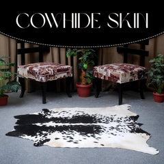 Luxurious Black & White Cowhide Rug - Large Natural Centerpiece Decor - Hypoallergenic, Non-Slip, Non-Shedding - Unique Animal Print Beauty