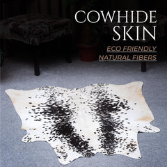 Luxury Black & White Cowhide Rug - Hypoallergenic, Handcrafted, Unique Beauty - Modern ECO Friendly Area Rug for Home Décor