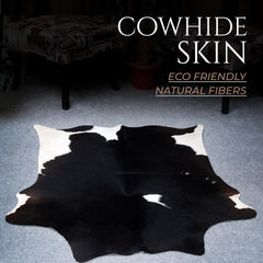 Luxury Black and White Cowhide Rug - Hypoallergenic Hair on Salt & Pepper Rug for Home Décor - Durable, Versatile, Handcrafted Beauty