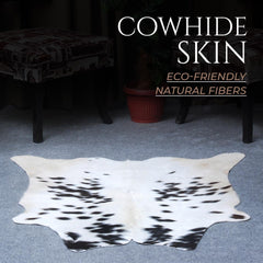 Luxury Black and White Cowhide Rug | Small Size | Hypoallergenic & Non-Shedding | Handcrafted Natural Beauty | Free UK Shipping