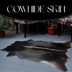 Luxury Grey & White Cowhide Rug: Hypoallergenic, Non-Shedding, Handcrafted Beauty - Free Shipping in UK