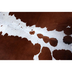 Luxurious Red & White Cowhide Rug - Hypoallergenic, Non-Slip Backing, Handcrafted, Unique Markings, Durable - Versatile Décor