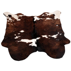 Luxury Handcrafted Natural Cowhide Rug in Classic Brown and White - Hypoallergenic, Non-Slip Backing, One-of-a-Kind Beauty for Home Décor