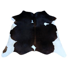 Luxury Dark Brown & White Cowhide Rug | Hypoallergenic - Non-Slip | Handcrafted Natural Hide | Durable - Versatile Décor