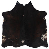 Handcrafted Dark Brown & White Cowhide Rug | Hypoallergenic - Non-Slip | Durable - Unique Medium Size 16-20 sq ft | Modern Home Decor