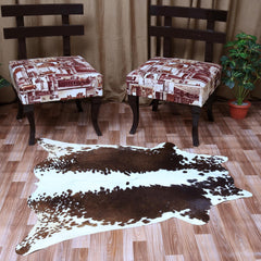 Luxury Dark Brown & White Cowhide Rug - Hypoallergenic - Handcrafted Medium Size Area Rug for Modern Home Décor