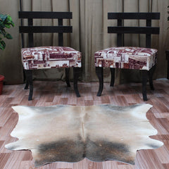 Luxury Natural Cowhide Rug with Brown and White Hair | Hypoallergenic Medium Size | Handcrafted One-of-a-Kind Decor Piece