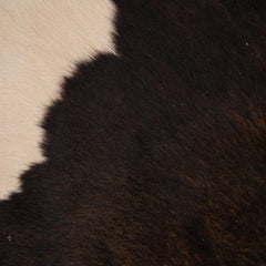 Luxurious Medium Cowhide Rug with Natural Dark Brown & White Hair - Hypoallergenic, Handcrafted, Durable, and Unique Beauty
