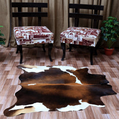 Luxury Dark Brown & White Cowhide Rug for Bedroom - Living Room - Hypoallergenic, Durable - Handcrafted - Medium Size