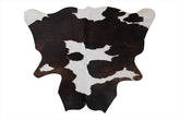 Luxurious Dark Brown & White Cowhide Rug - Hypoallergenic, Handcrafted, Durable - Versatile Medium Animal Print Area Rug