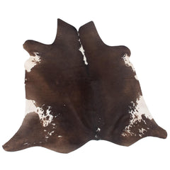 Handcrafted Dark Brown & White Cowhide Rug | Luxurious Medium Animal Print Area Rug for Warm - Inviting Spaces