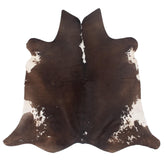 Handcrafted Dark Brown & White Cowhide Rug | Luxurious Medium Animal Print Area Rug for Warm - Inviting Spaces