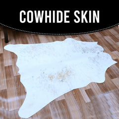 Luxurious Handcrafted Cowhide Rug with Natural Brown and White Hair - Hypoallergenic, Durable, and Timeless Beauty for Living Room or