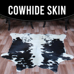 Luxurious Natural Dark Brown and White Small Animal Print Cowhide Rug with Hypoallergenic and Non-Slip Backing - Free Shipping UK