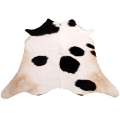 Luxurious Small Cowhide Rug - Hypoallergenic Dark Brown & White Animal Print Rug for Bedroom - Living Room - Non Slip Suede Back