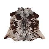 Luxurious Dark Brown and White Small Animal Pattern Cowhide Rug - Hypoallergenic, Non-Slip, Non-Shedding - Free UK Shipping