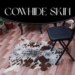 Luxurious Dark Brown and White Small Animal Pattern Cowhide Rug - Hypoallergenic, Non-Slip, Non-Shedding - Free UK Shipping