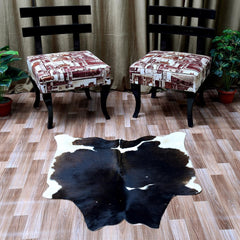 Luxury Brown and White Cowhide Rug, Small Size, Hypoallergenic, Non-Slip Suede Back, Unique Natural Beauty, Free Shipping in UK